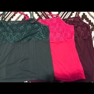 Lot of 3 Lane Bryant lace top tanks sz 22/24.